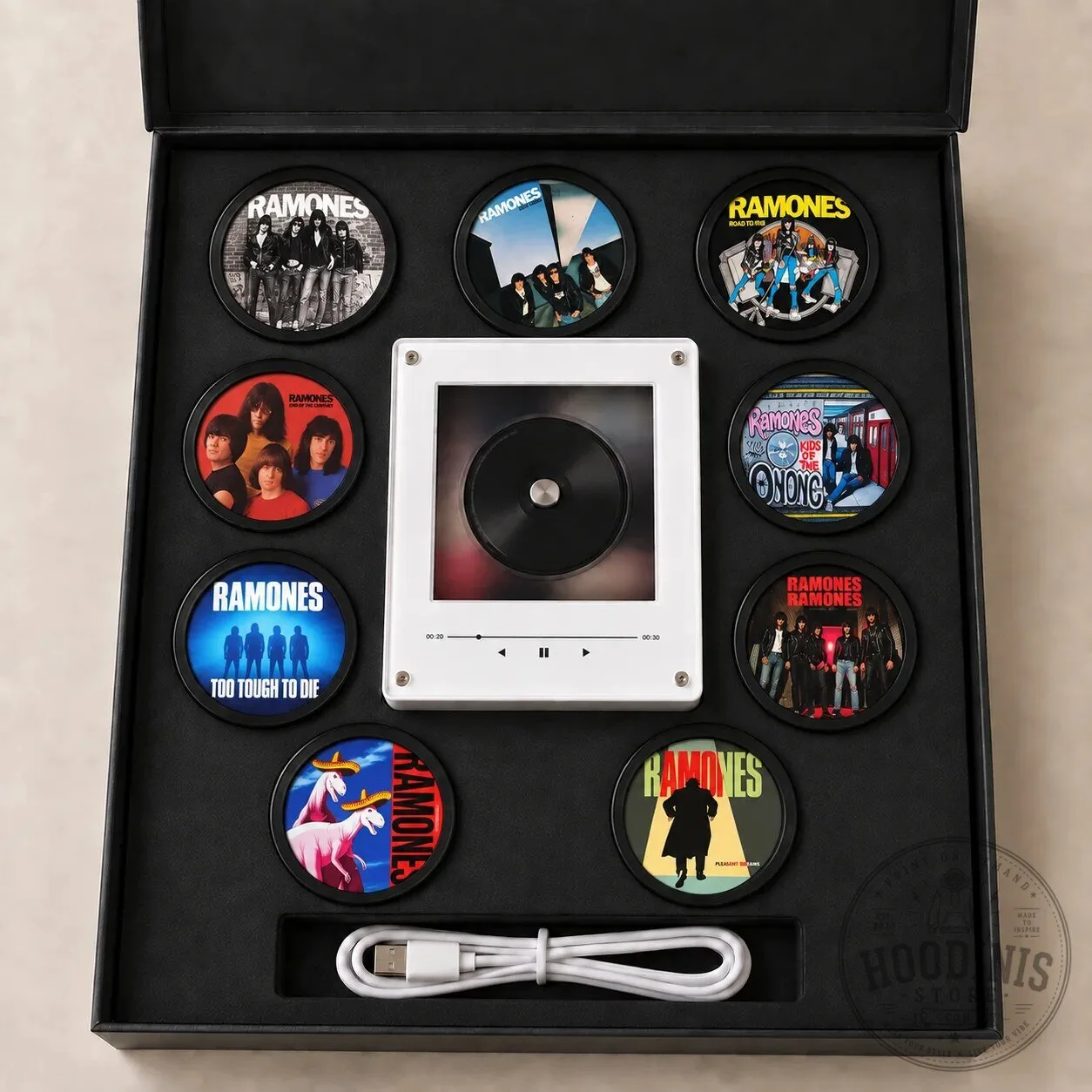 Ramones MagTune Mini Vinyl Player Set with Album Art Discs and USB Cable