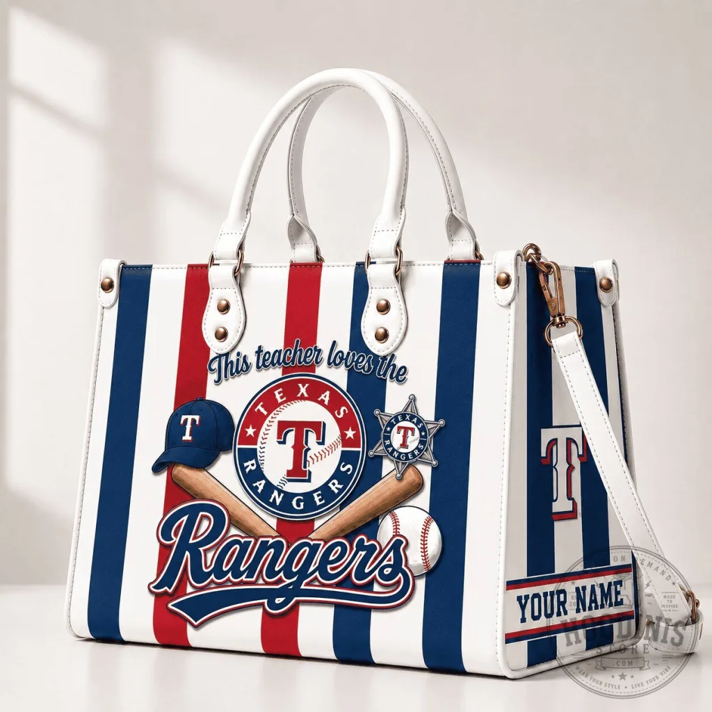 Texas Rangers Baseball Team Personalized Striped Handbag for Women Texas Rangers Baseball Team Personalized Striped Handbag for Women
