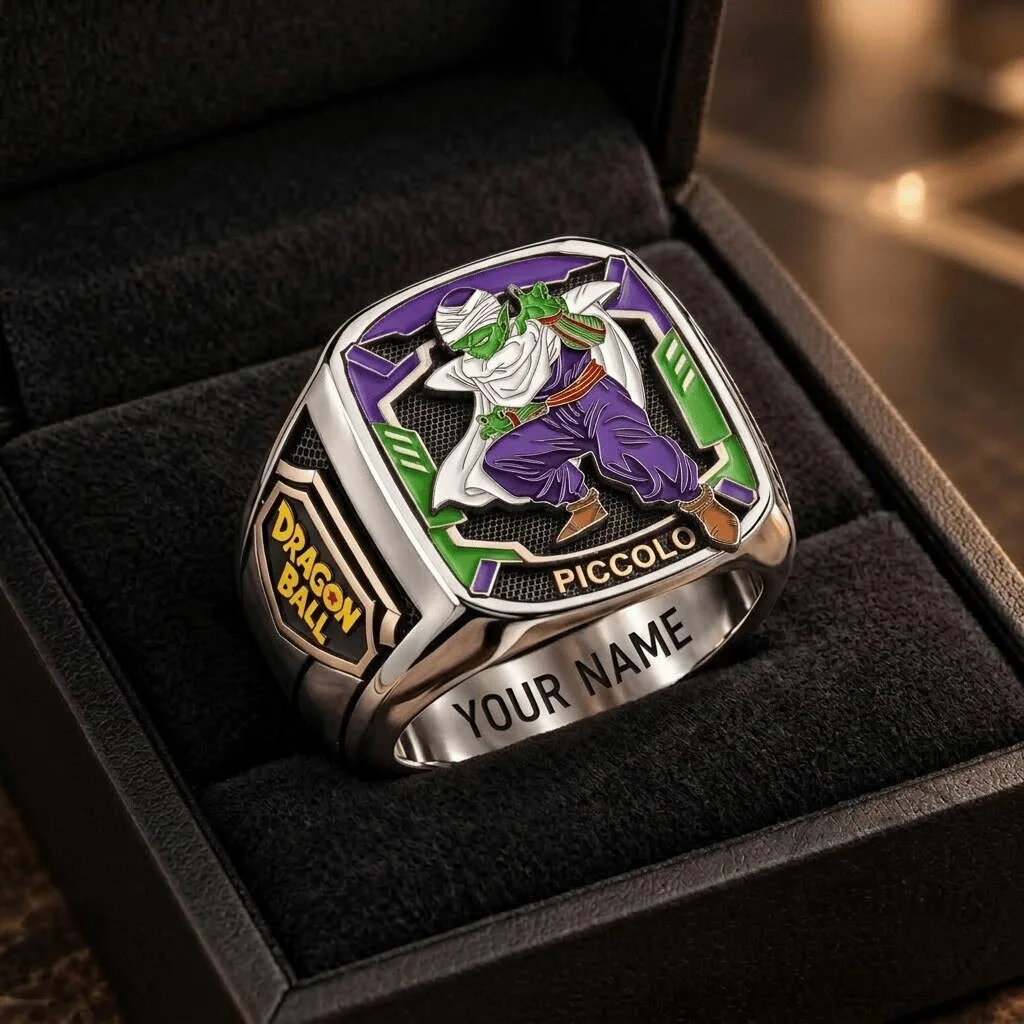 Dragon Ball Z Piccolo Anime Character Custom Engraved Stainless Steel Ring