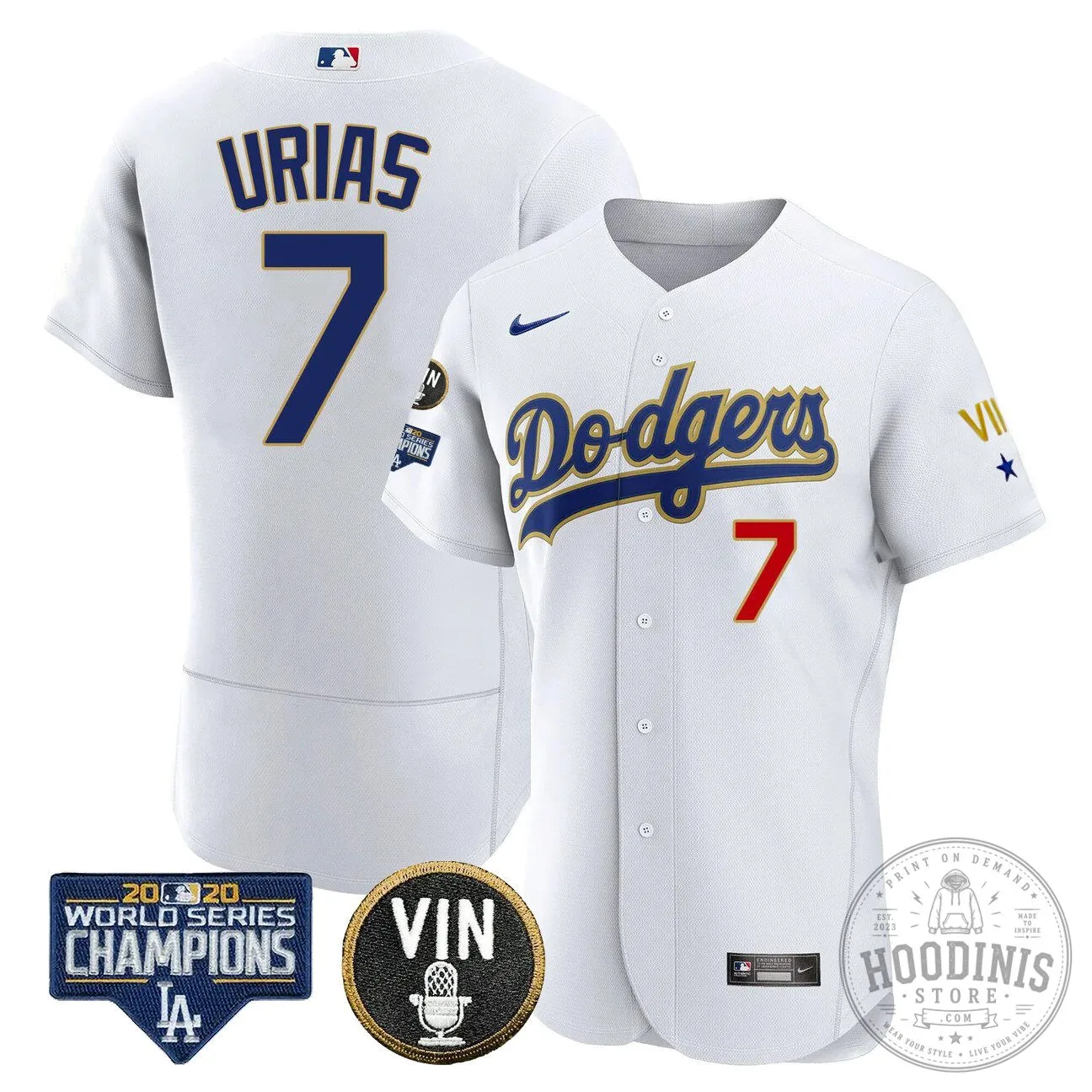 Los Angeles Dodgers Julio Urias White Gold Trim Baseball Jersey 4 Los Angeles Dodgers Julio Urias White Gold Trim Baseball Jersey