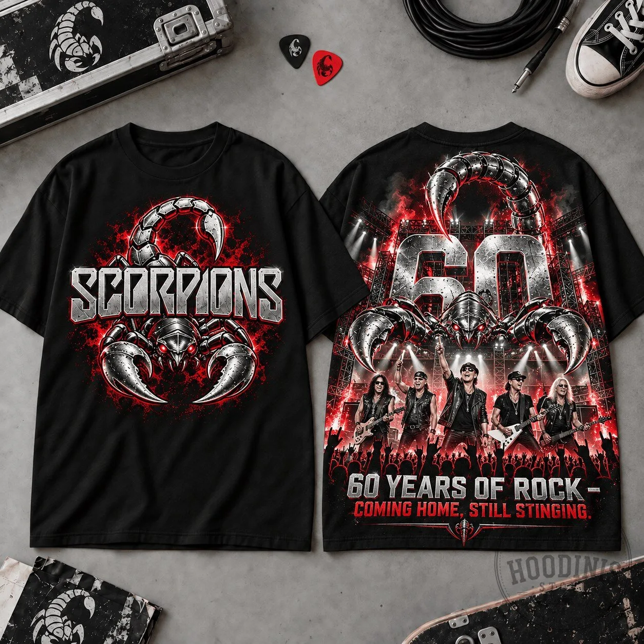 Scorpions 60 Years of Rock Band Music Concert Tour Graphic T-Shirt
