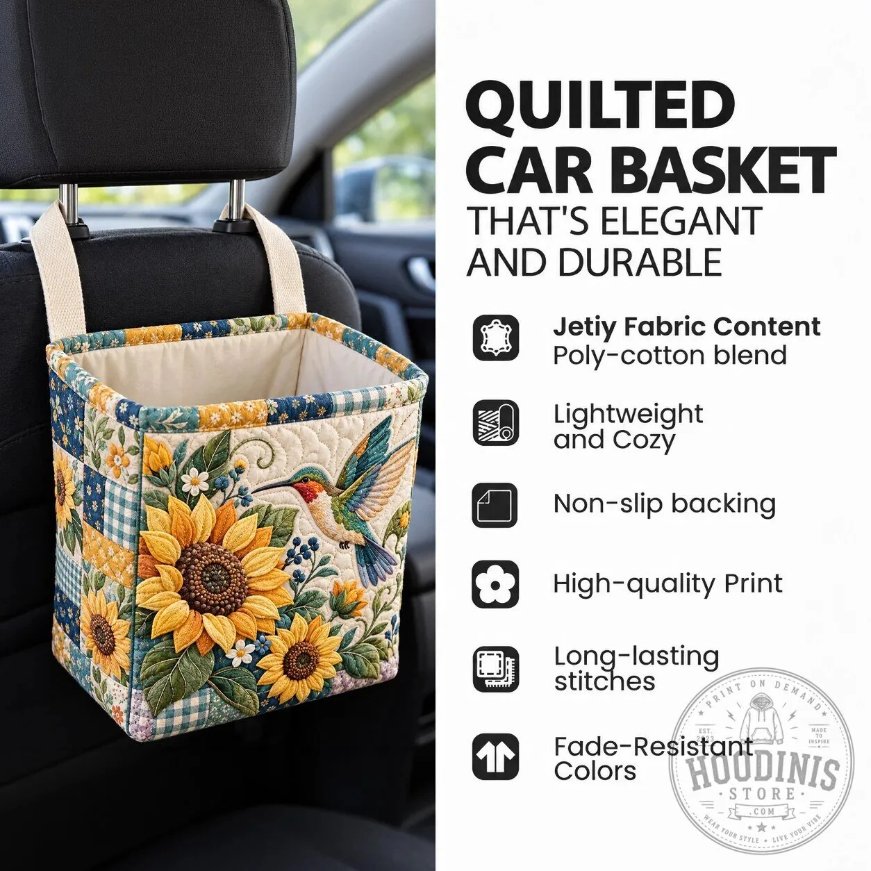 Ocean Wave Sunset Quilted Car Organizer Basket 10 Ocean Wave Sunset Quilted Car Organizer Basket