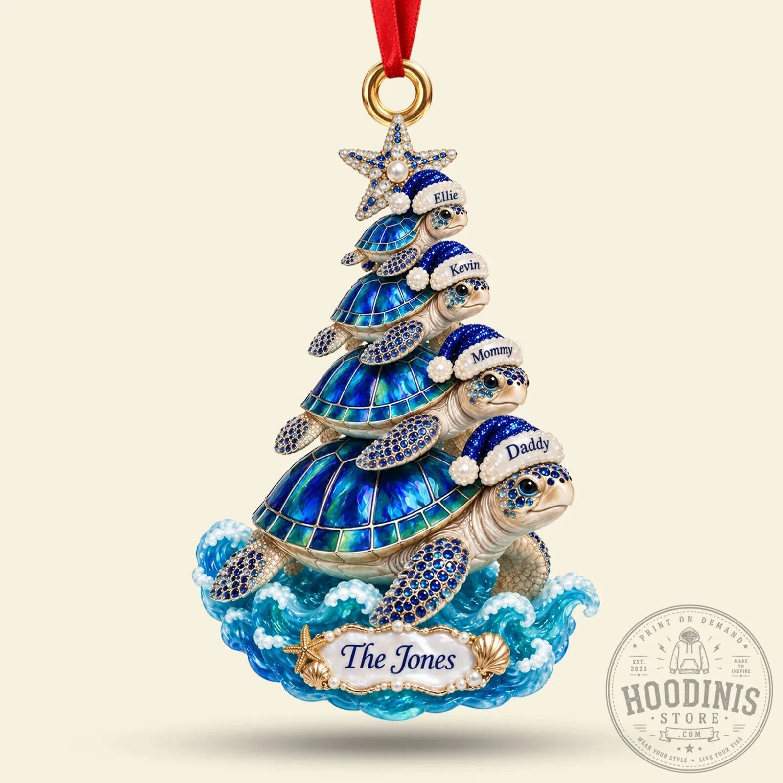 Personalized Christmas Turtle Family Stack Holiday Tree Ornament 9 Personalized Christmas Turtle Family Stack Holiday Tree Ornament