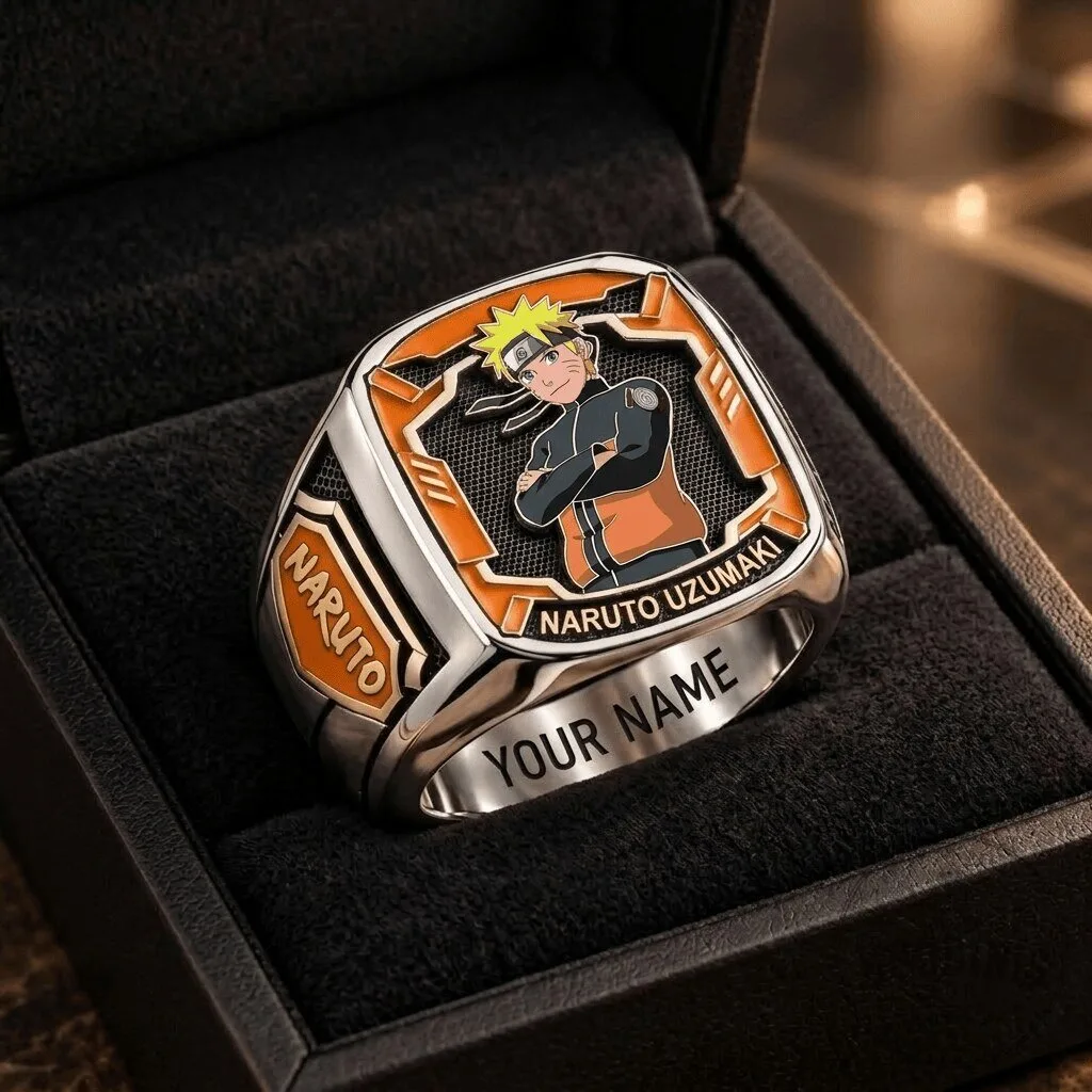 Naruto Uzumaki Anime Character Stainless Steel Custom Engraved Ring