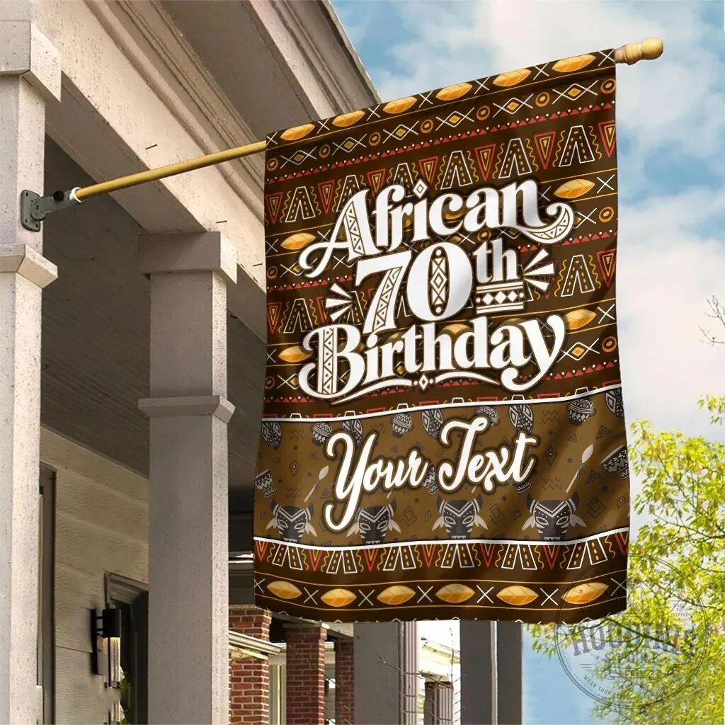 Personalized African 70th Birthday Tribal Pattern Mudcloth Heritage Art Flag