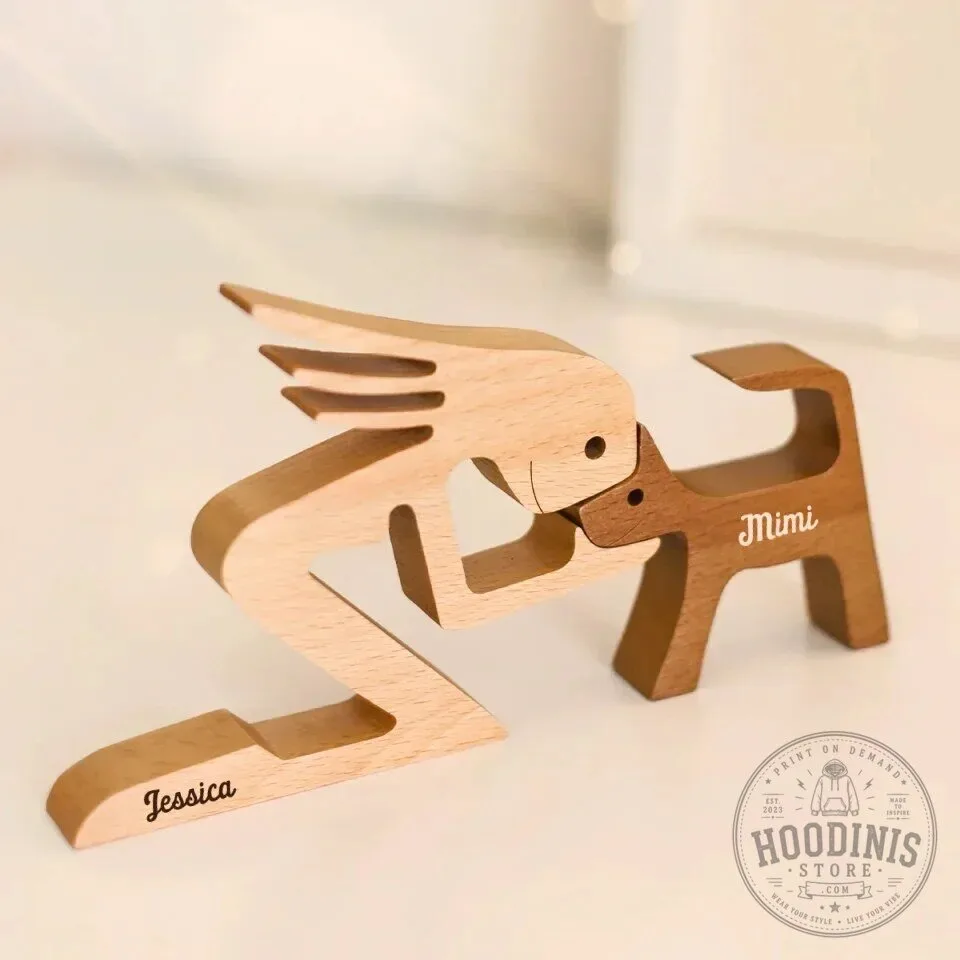 Personalized Wooden Family Sculpture with Pet Dog and Custom Names 29 Personalized Wooden Family Sculpture with Pet Dog and Custom Names
