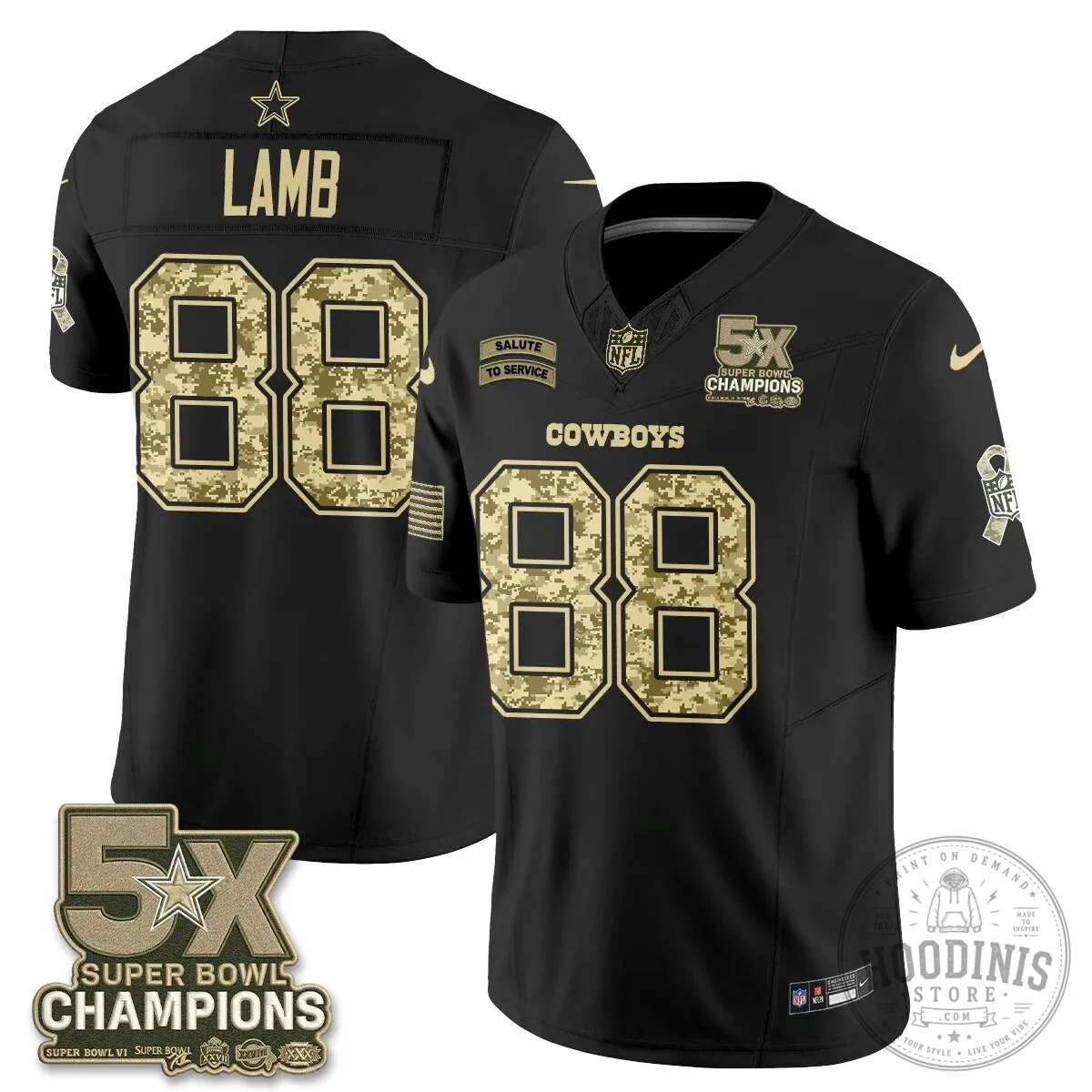 Dallas Cowboys CeeDee Lamb Salute To Service Super Bowl Champions Football Jersey 59 Dallas Cowboys CeeDee Lamb Salute To Service Super Bowl Champions Football Jersey