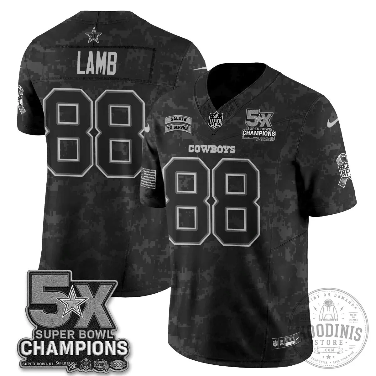 Dallas Cowboys CeeDee Lamb Salute To Service Super Bowl Champions Football Jersey 70 Dallas Cowboys CeeDee Lamb Salute To Service Super Bowl Champions Football Jersey