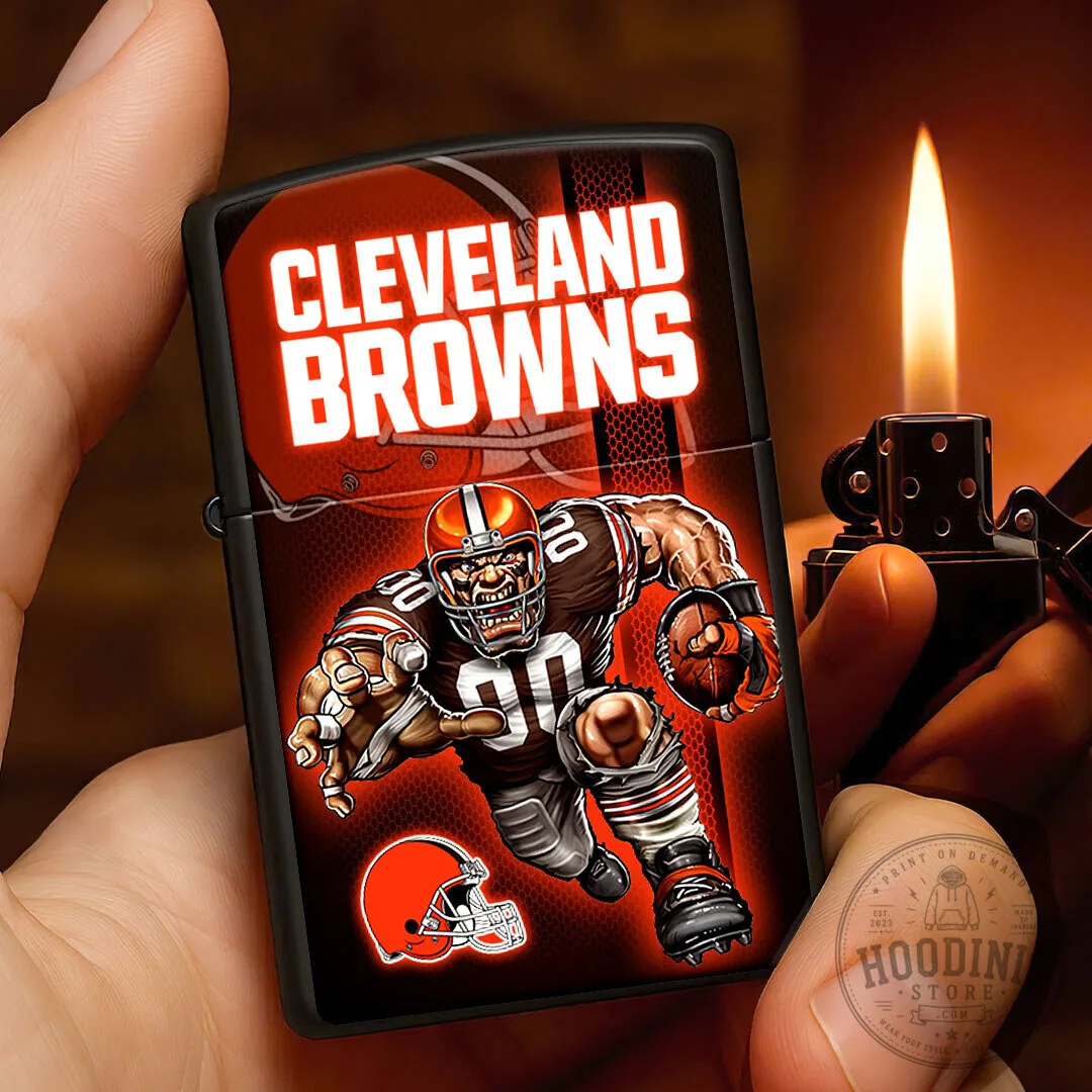 Cleveland Browns Football Team Mascot Artwork Black Matte Zippo Lighter