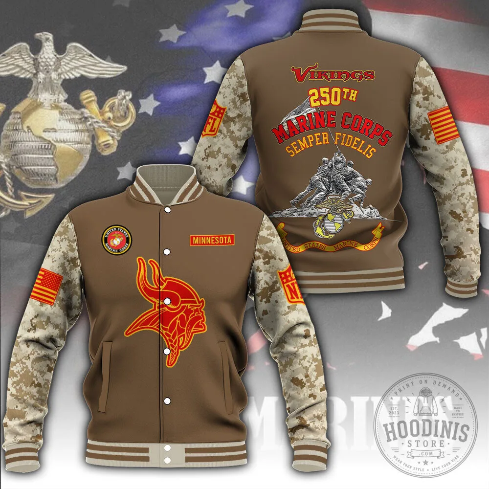 Minnesota Vikings United States Marine Corps 250th Anniversary Varsity Jacket