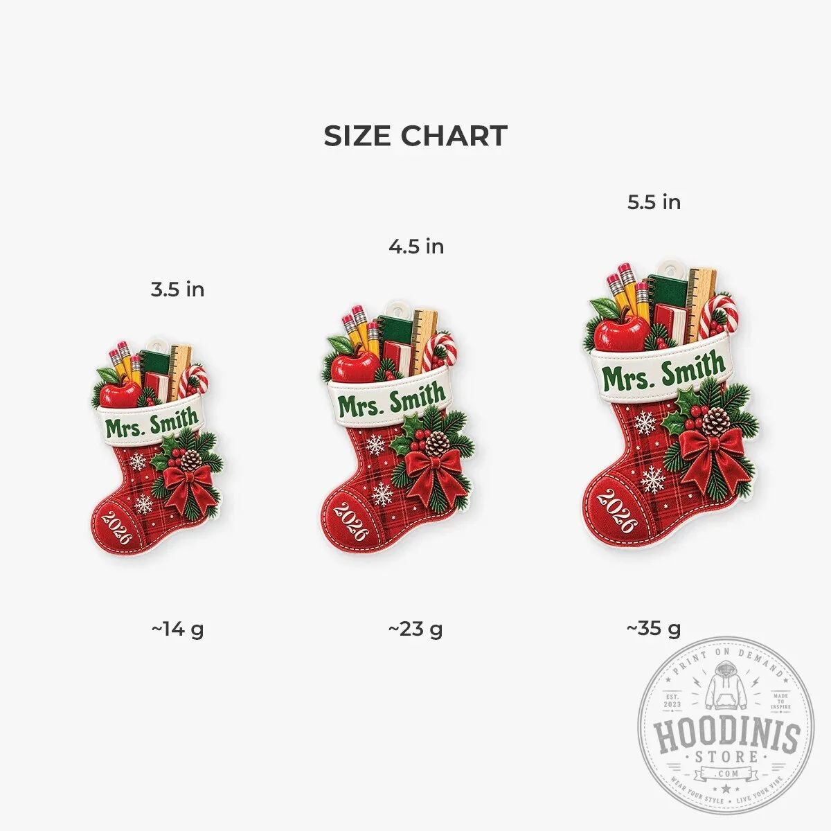 Personalized Teacher Christmas Stocking Acrylic Ornament 11 Personalized Teacher Christmas Stocking Acrylic Ornament