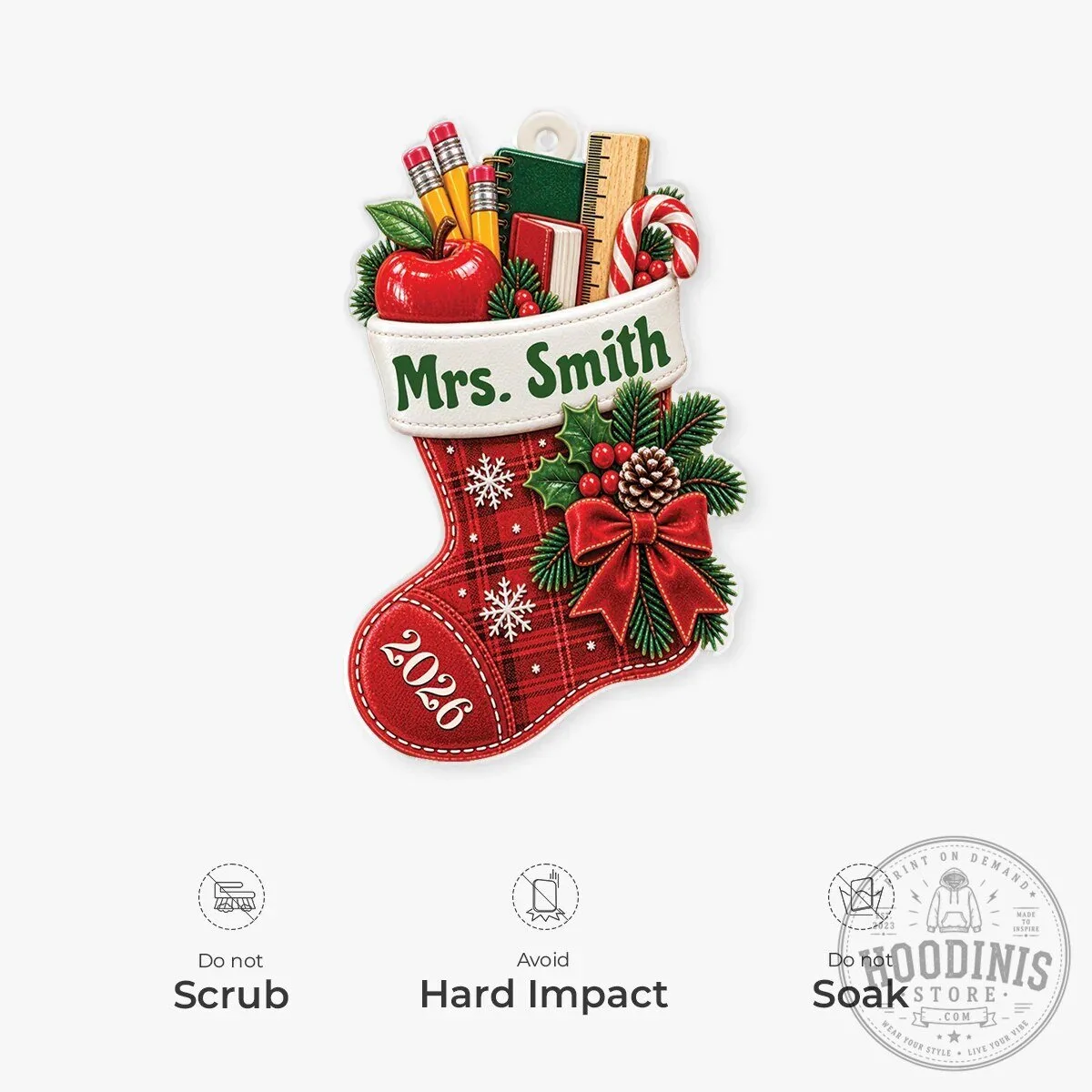 Personalized Teacher Christmas Stocking Acrylic Ornament 12 Personalized Teacher Christmas Stocking Acrylic Ornament