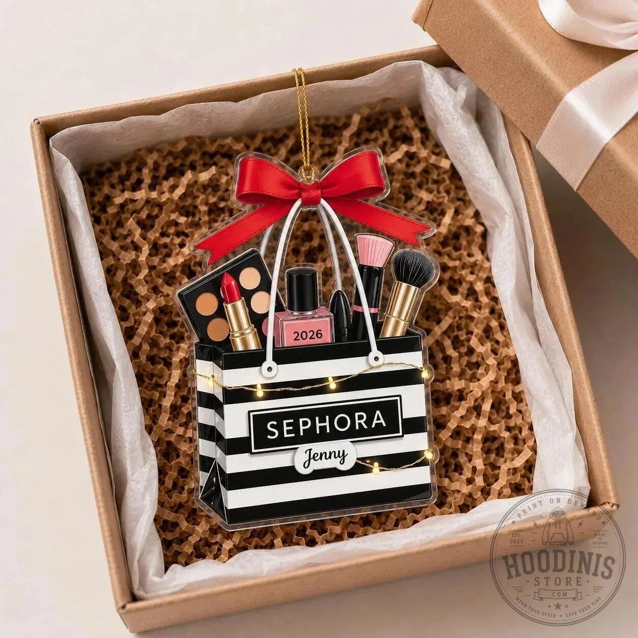 Sephora Shopping Bag Makeup Christmas Tree Ornament with Personalized Name