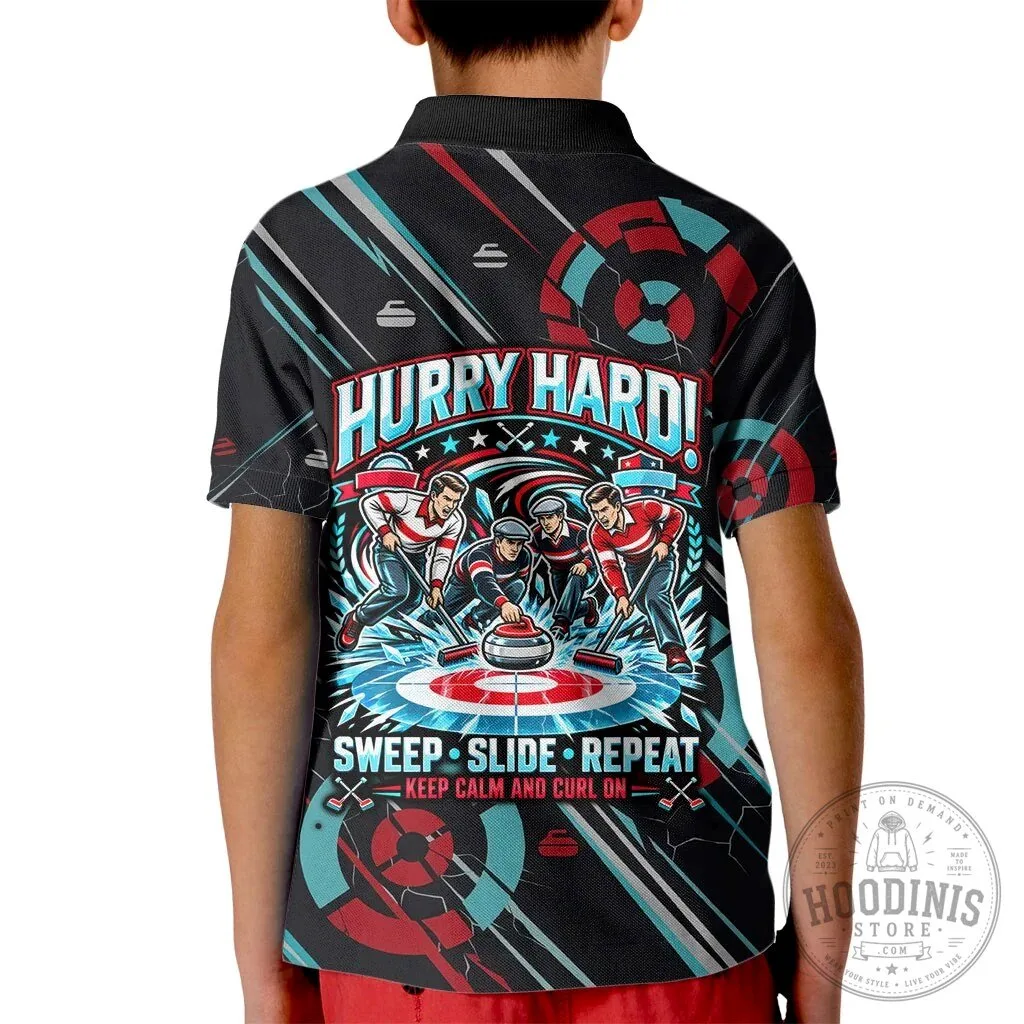 Curling My House My Rules Hurry Hard Kid Polo Shirt Vintage Retro Sports Quote 7 Curling My House My Rules Hurry Hard Kid Polo Shirt Vintage Retro Sports Quote
