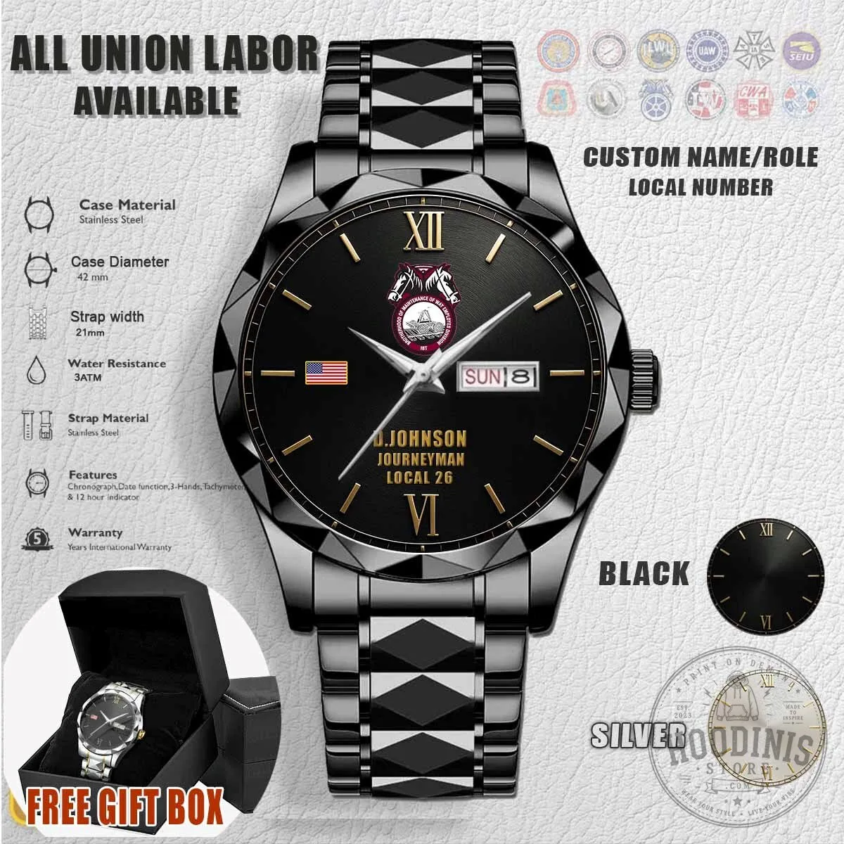 Union Brotherhood of Maintenance of Way Employes Division Stainless Steel Watch 1 Union Brotherhood of Maintenance of Way Employes Division Stainless Steel Watch