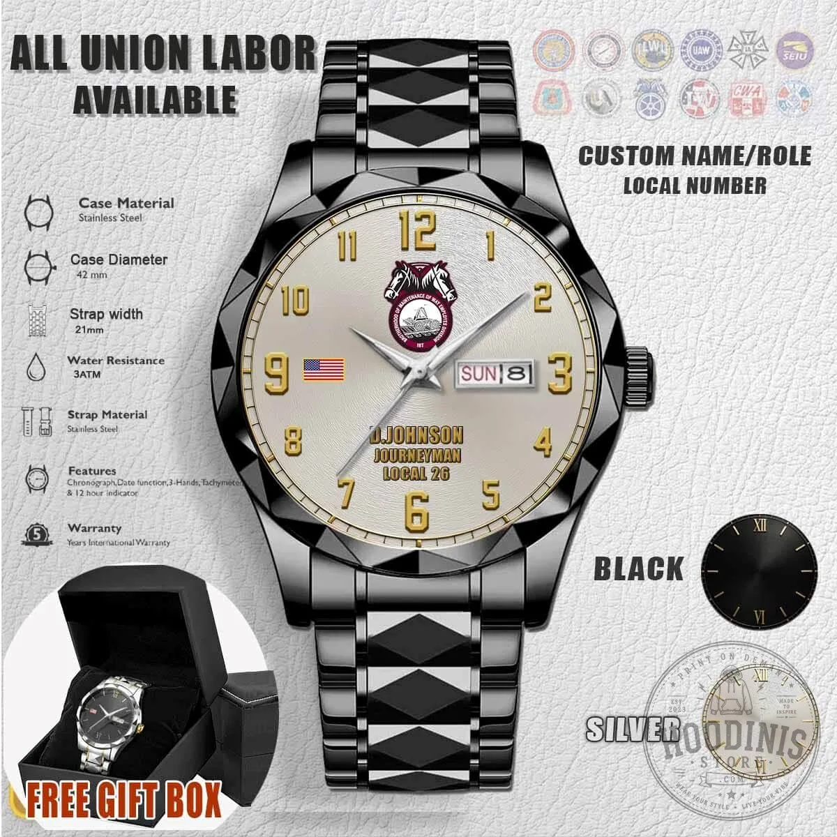 Union Brotherhood of Maintenance of Way Employes Division Stainless Steel Watch 8 Union Brotherhood of Maintenance of Way Employes Division Stainless Steel Watch