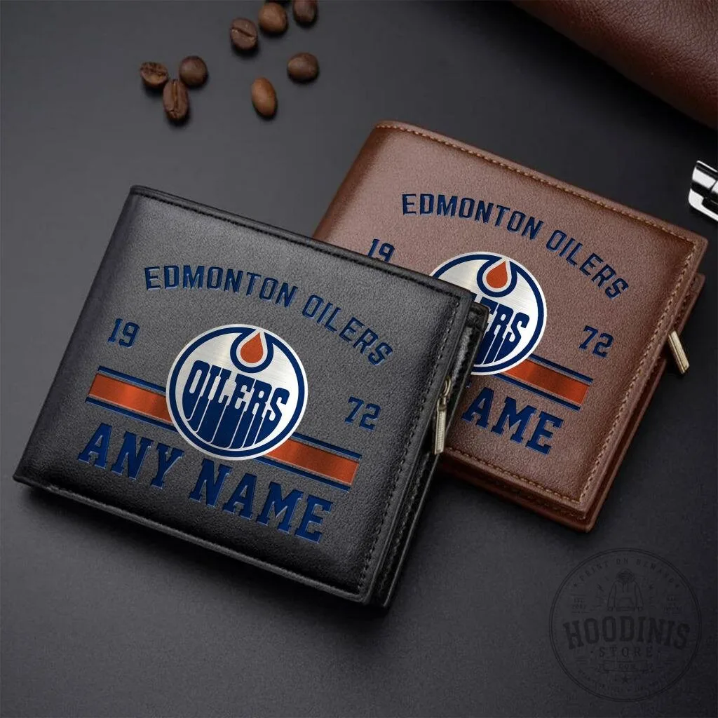 Edmonton Oilers Personalized Name Leather Wallet for Men and Women 1 Edmonton Oilers Personalized Name Leather Wallet for Men and Women