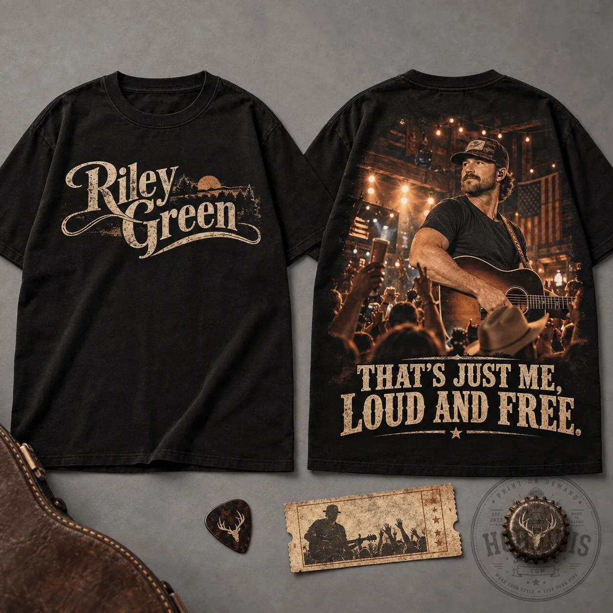 Riley Green That's Just Me Loud and Free Concert Tour Graphic T-Shirt