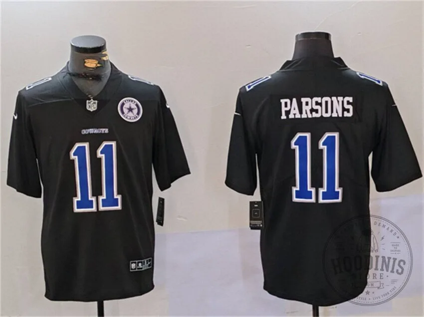 Dallas Cowboys Football Micah Parsons Black Number 11 Throwback Jersey