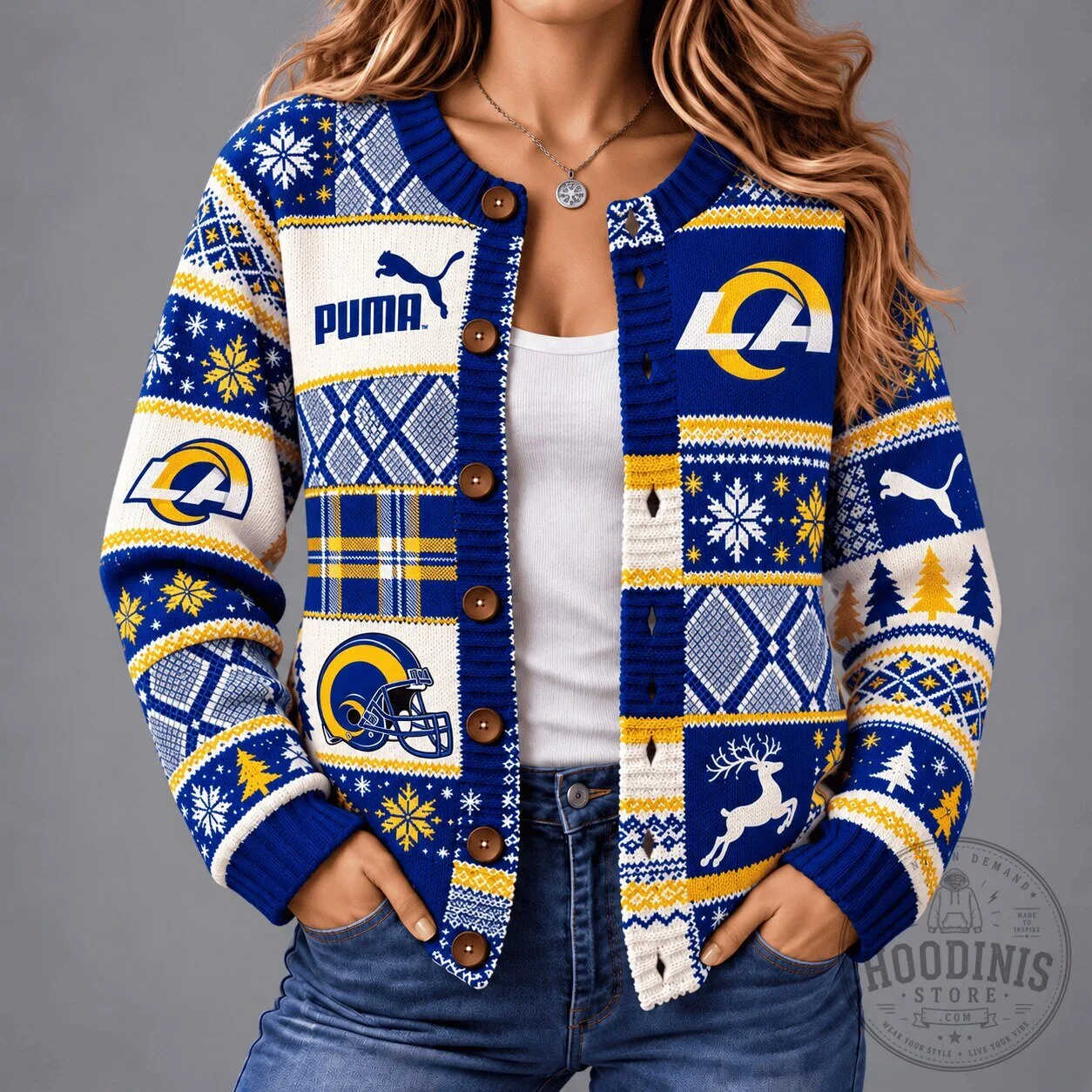 Los Angeles Rams Christmas Patchwork Ugly Sweater Cardigan 5 Los Angeles Rams Christmas Patchwork Ugly Sweater Cardigan