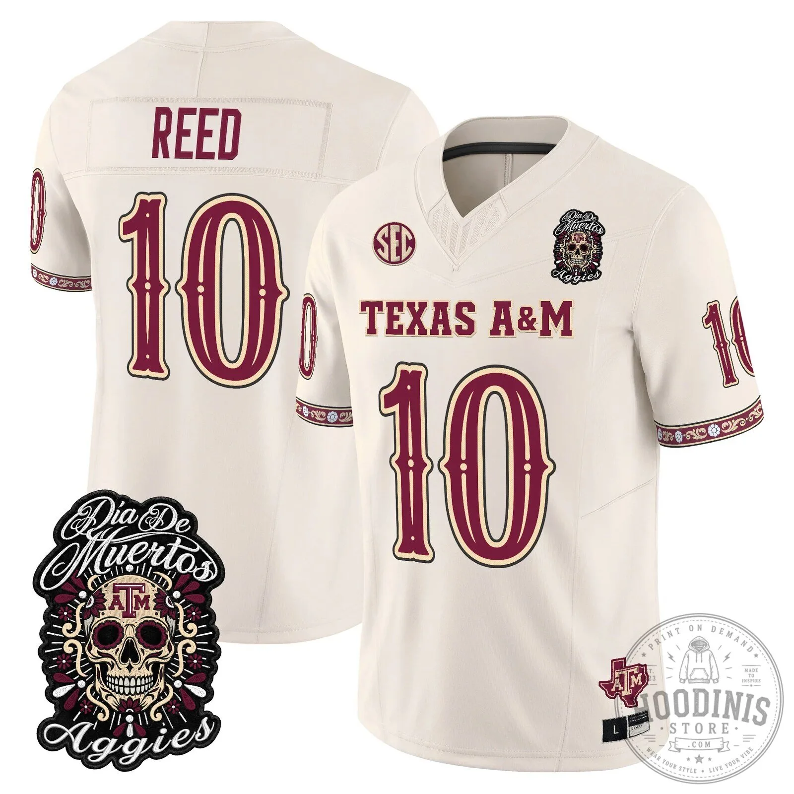 Football Jersey for Dia de los Muertos featuring Texas A&M Aggies 72 Football Jersey for Dia de los Muertos featuring Texas A&M Aggies