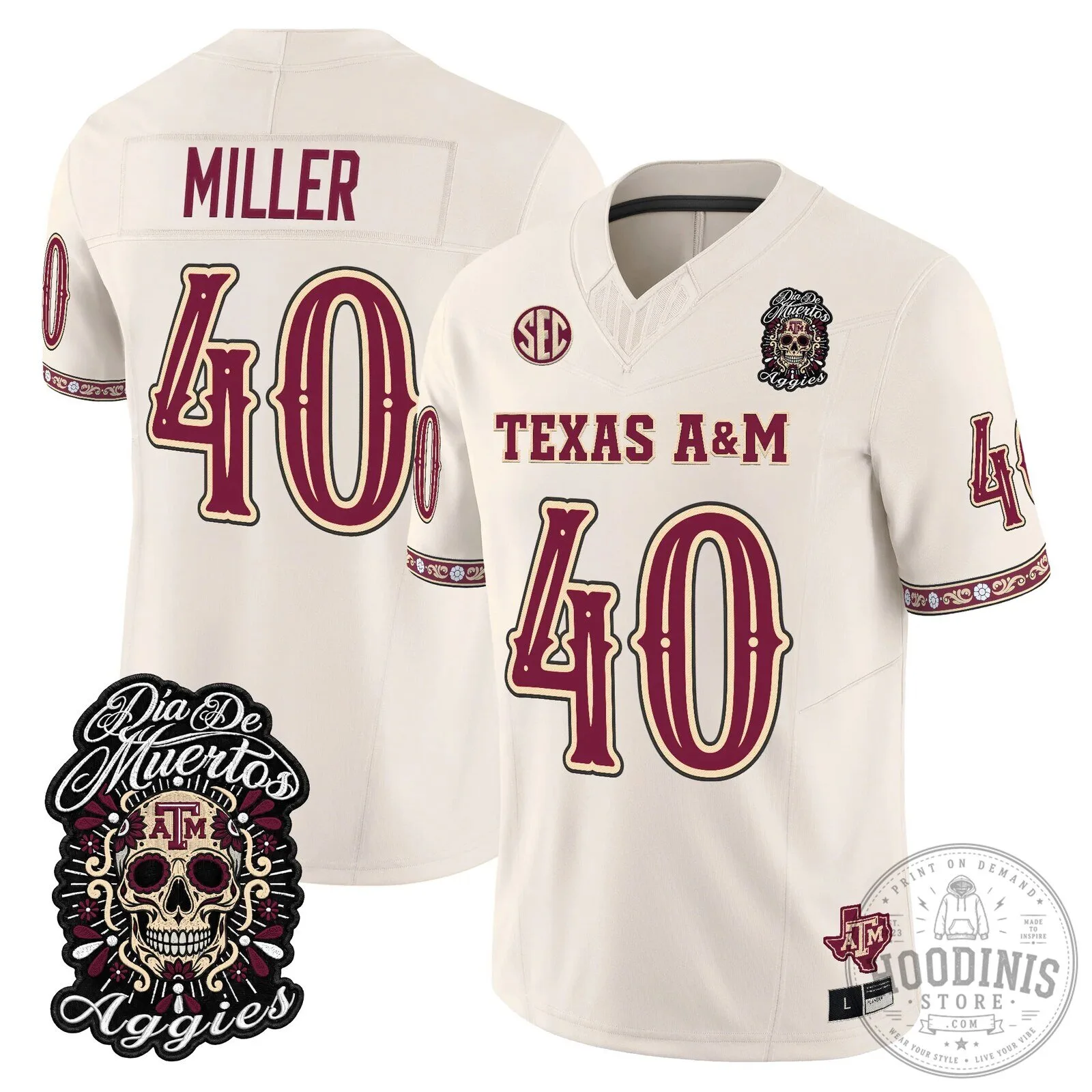 Football Jersey for Dia de los Muertos featuring Texas A&M Aggies 78 Football Jersey for Dia de los Muertos featuring Texas A&M Aggies