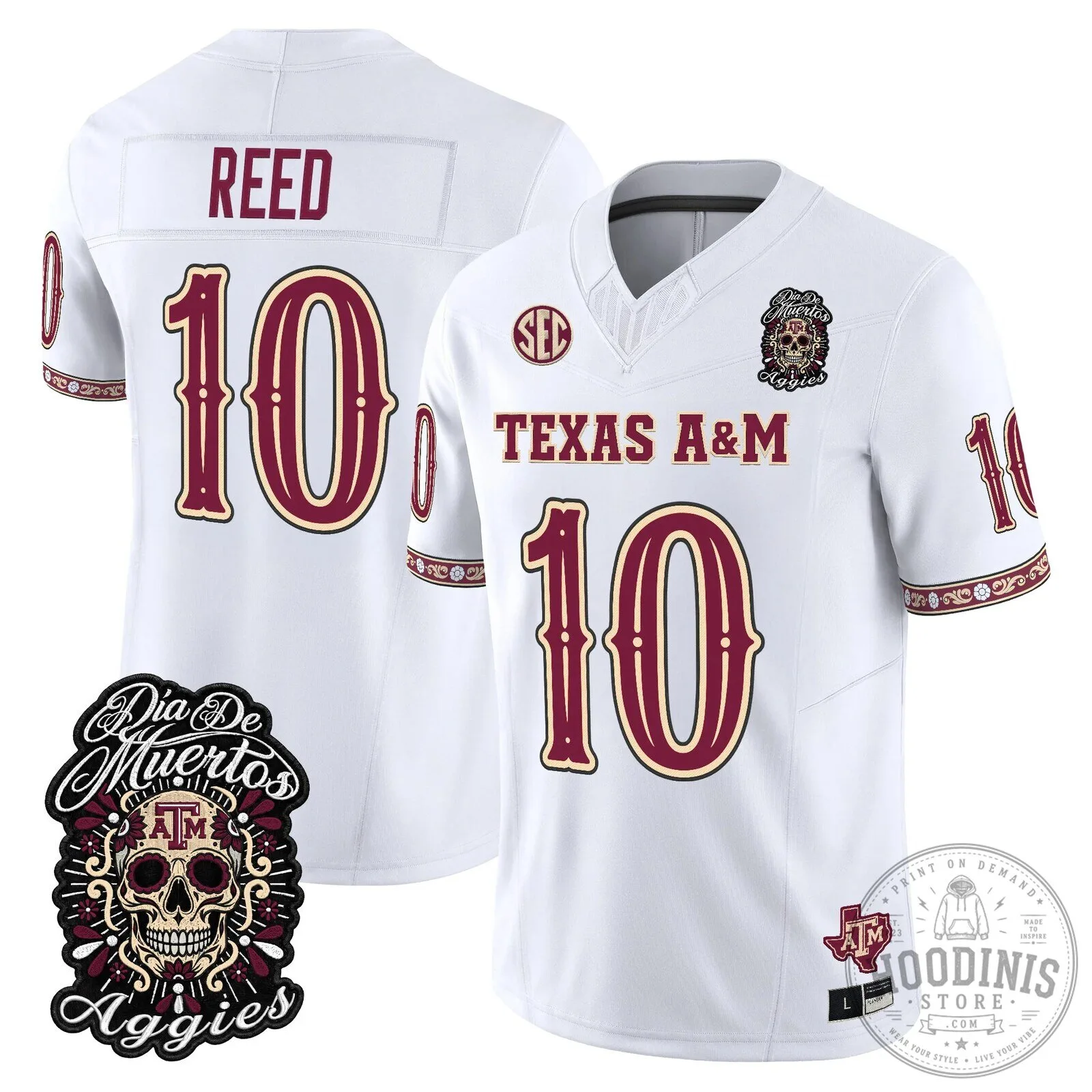 Football Jersey for Dia de los Muertos featuring Texas A&M Aggies 83 Football Jersey for Dia de los Muertos featuring Texas A&M Aggies