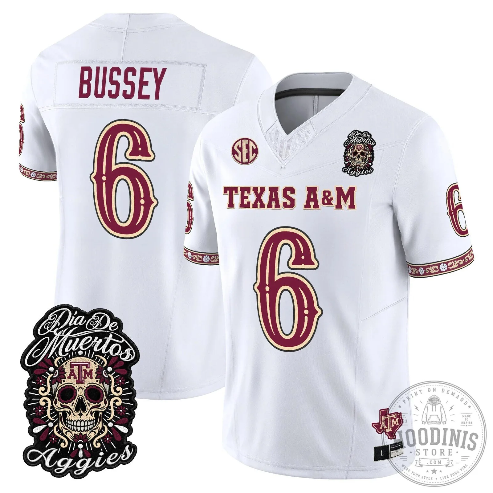 Football Jersey for Dia de los Muertos featuring Texas A&M Aggies 85 Football Jersey for Dia de los Muertos featuring Texas A&M Aggies