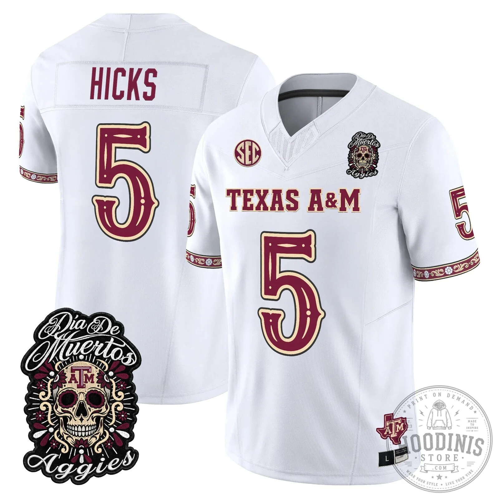 Football Jersey for Dia de los Muertos featuring Texas A&M Aggies 86 Football Jersey for Dia de los Muertos featuring Texas A&M Aggies