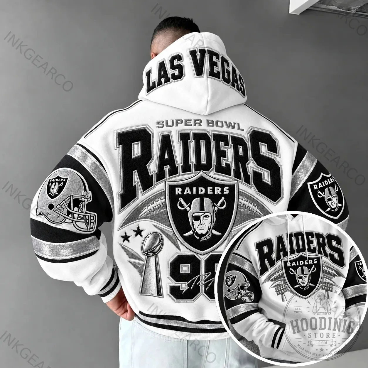 Las Vegas Raiders Super Bowl 1990 Football Team White Hoodie