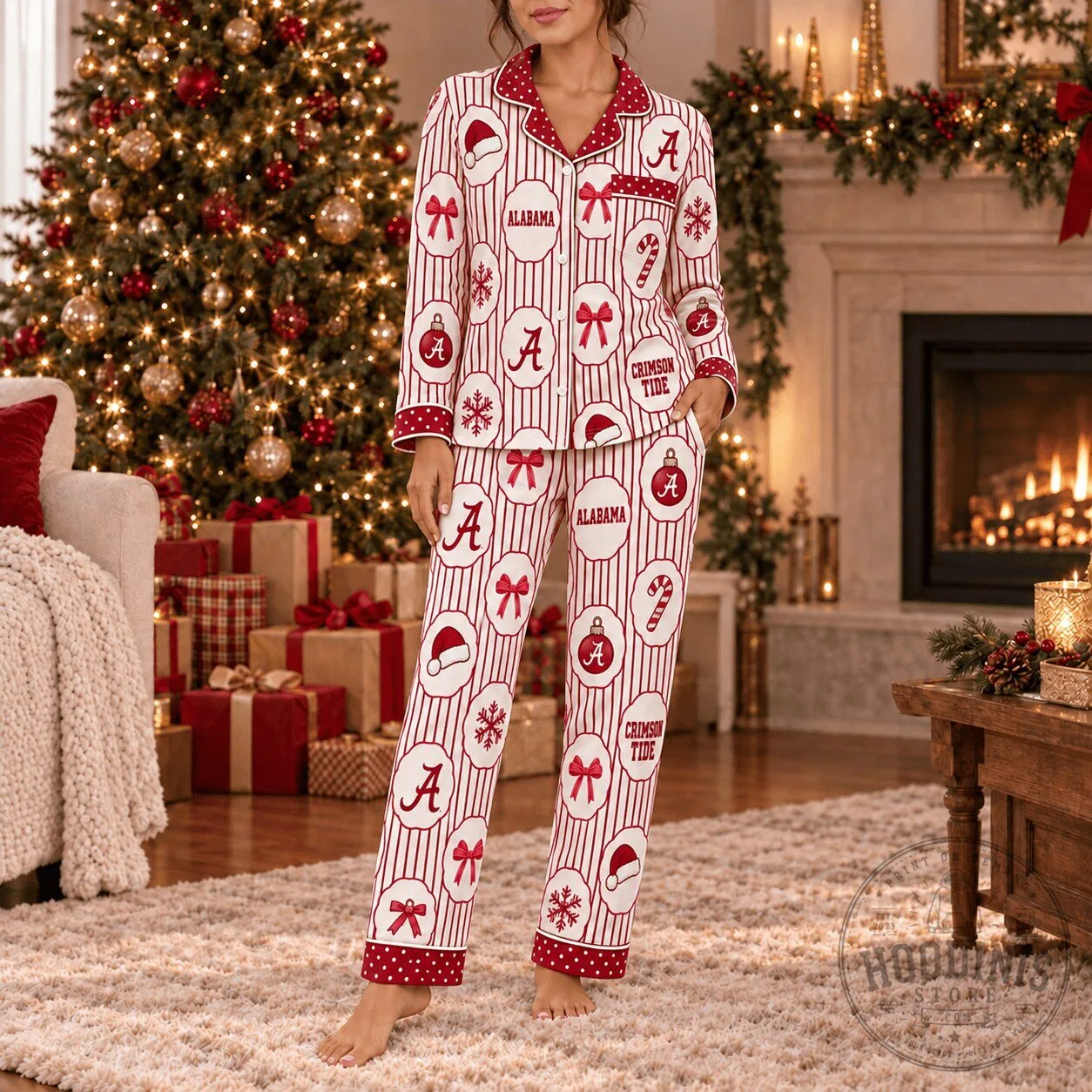 Alabama Crimson Tide Christmas Holiday Pajamas Set