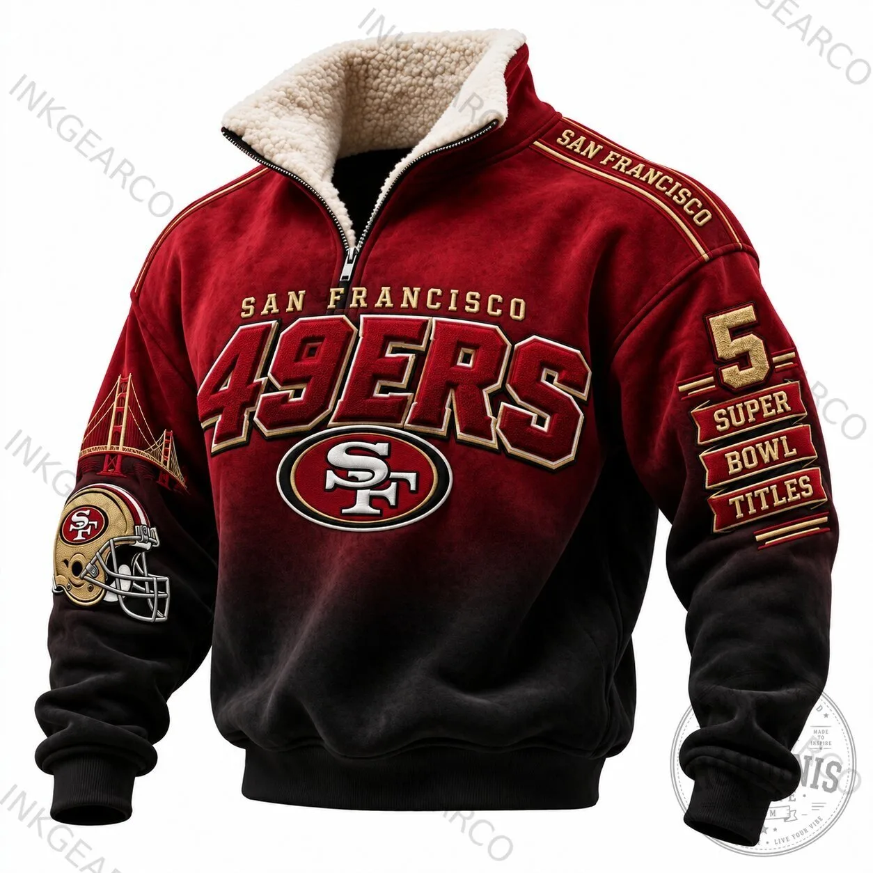 San Francisco 49ers Super Bowl Titles Quarter-Zip Sherpa Fleece Sweatshirt
