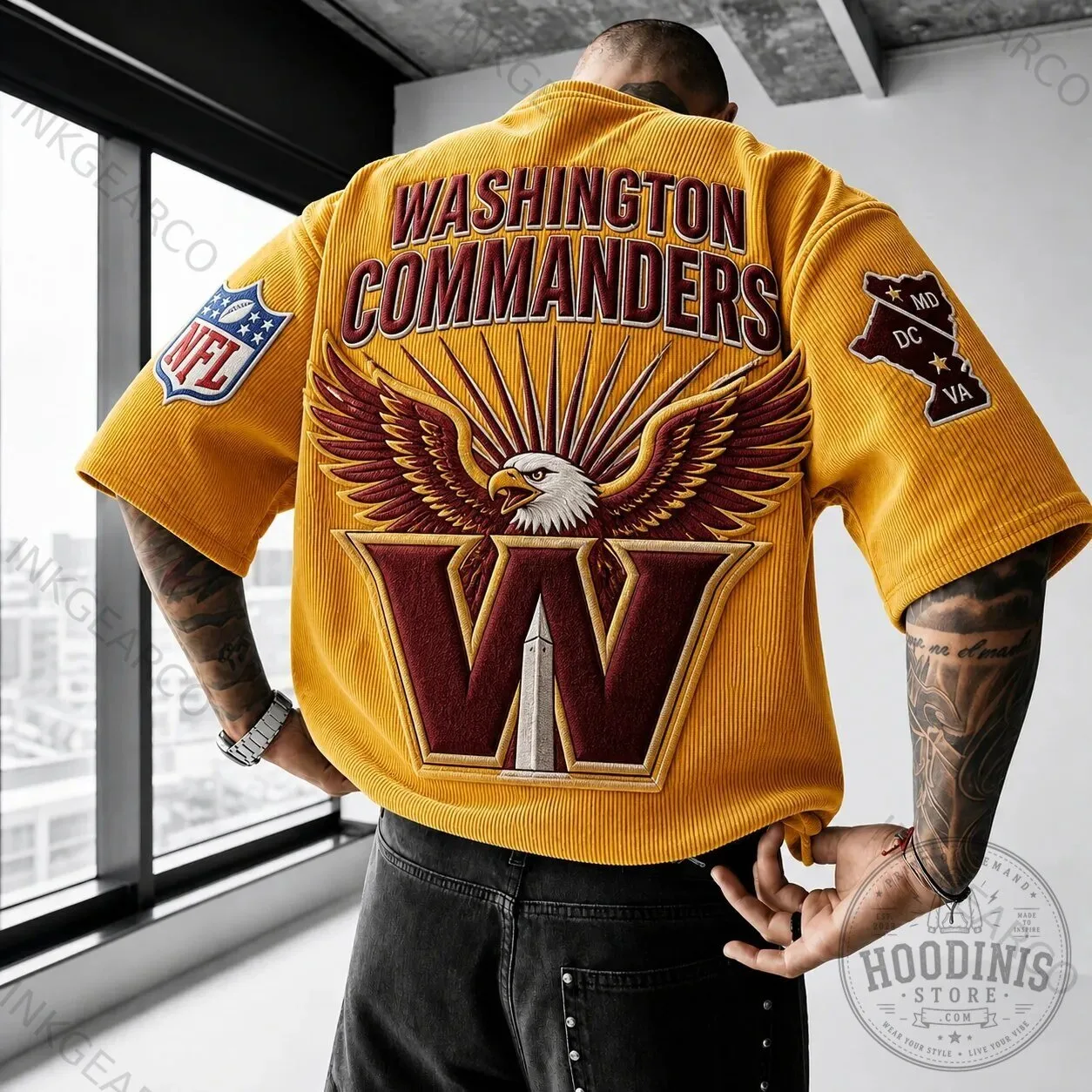 Washington Commanders NFL Football Team Corduroy T-Shirt 1 Washington Commanders NFL Football Team Corduroy T-Shirt