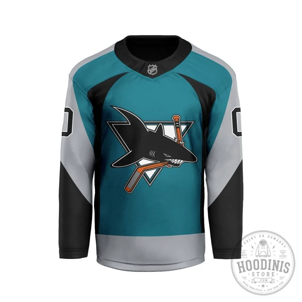 San Jose Sharks NHL Personalized Teal and Gray Heritage Hockey Jersey 10 San Jose Sharks NHL Personalized Teal and Gray Heritage Hockey Jersey