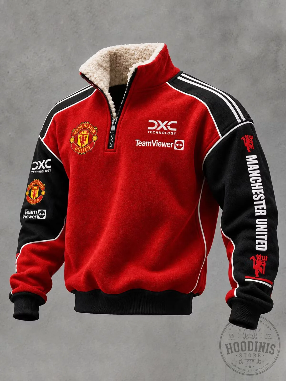 Manchester United Football Club Quarter-Zip Sherpa-Lined Pullover Sweatshirt