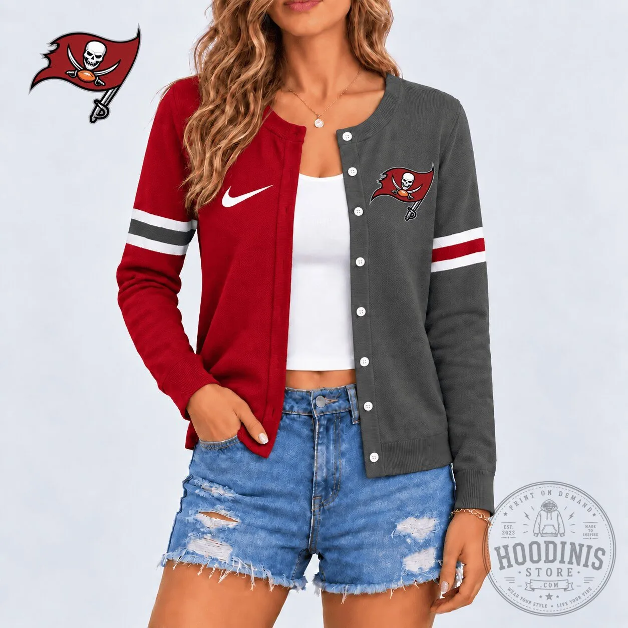 Tampa Bay Buccaneers NFL Team Spirit Women's Button-Up Cardigan Sweater