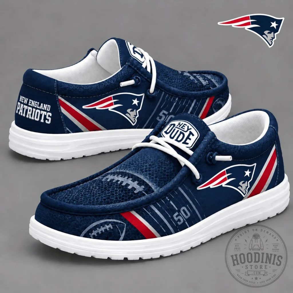 New England Patriots NFL Team Football Design Casual Loafer Shoes for Men and Women New England Patriots NFL Team Football Design Casual Loafer Shoes for Men and Women