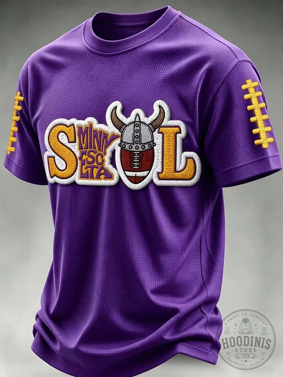 Minnesota Skol Vikings Football Team Purple Embroidered Short-Sleeve Jersey
