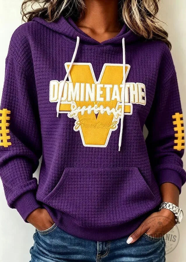 Dominatethe Football Team Purple Womens Hoodie
