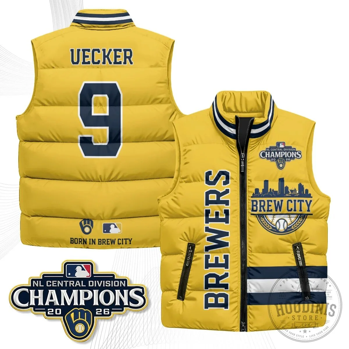 2026 Puffer Vest for Milwaukee Brewers NL Central Division Champions