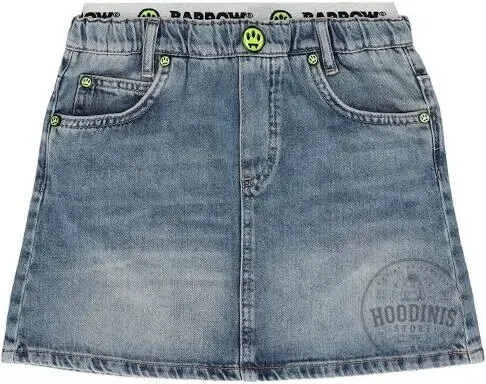 Blue Denim Girls Skirt with Barrow Logo Waistband and Smiley Face Buttons