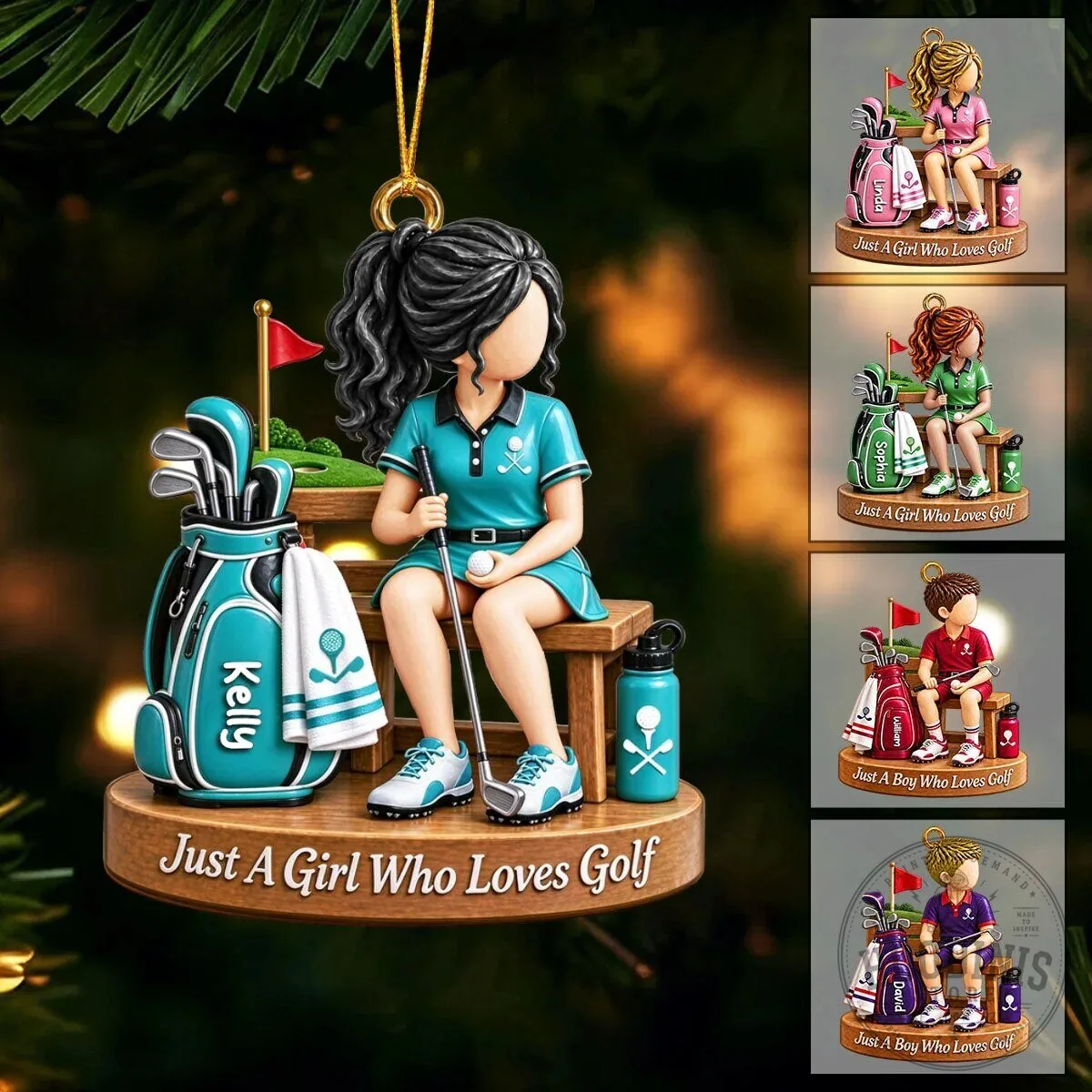 Personalized Golf Player Christmas Tree Ornament - Just A Girl Who Loves Golf 5 Personalized Golf Player Christmas Tree Ornament - Just A Girl Who Loves Golf