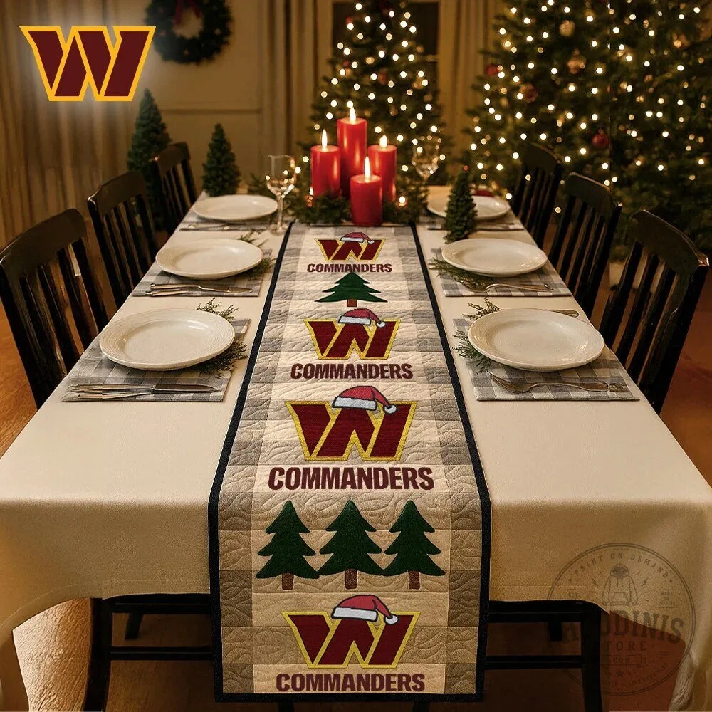 Washington Commanders Christmas Holiday Table Runner with Quilted Design