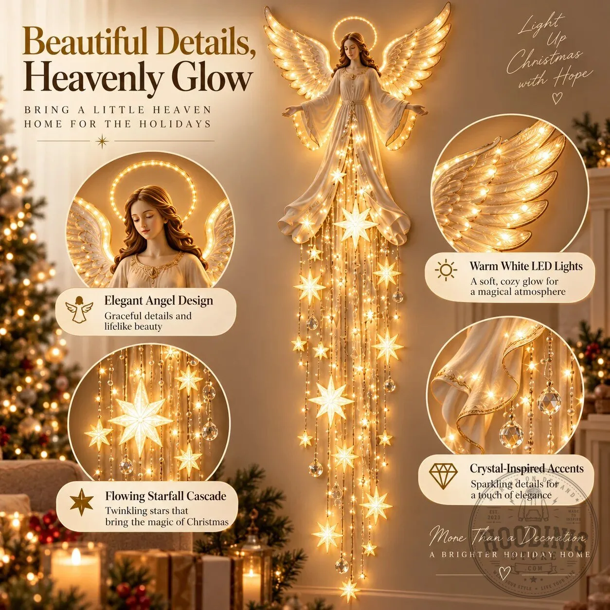 Angel Blessing Starfall LED Wall Light Christmas Holiday Home Decor 13 Angel Blessing Starfall LED Wall Light Christmas Holiday Home Decor
