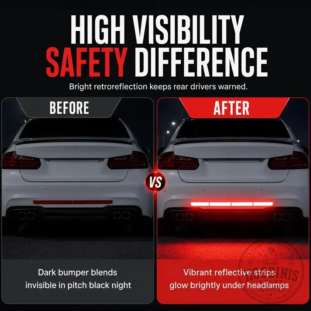 Ultra Bright Night Retroreflective Strips for Car Trunk and Rear Bumper 18 Ultra Bright Night Retroreflective Strips for Car Trunk and Rear Bumper