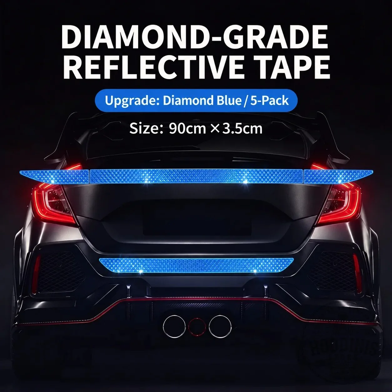 Ultra Bright Night Retroreflective Strips for Car Trunk and Rear Bumper 19 Ultra Bright Night Retroreflective Strips for Car Trunk and Rear Bumper