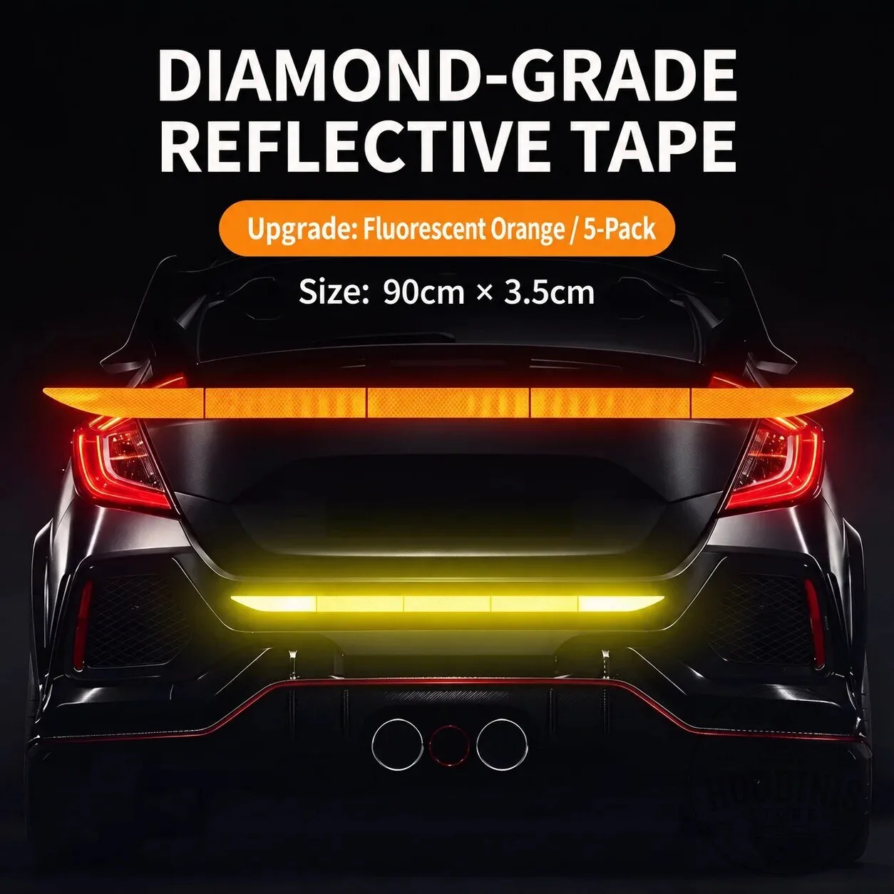 Ultra Bright Night Retroreflective Strips for Car Trunk and Rear Bumper 22 Ultra Bright Night Retroreflective Strips for Car Trunk and Rear Bumper