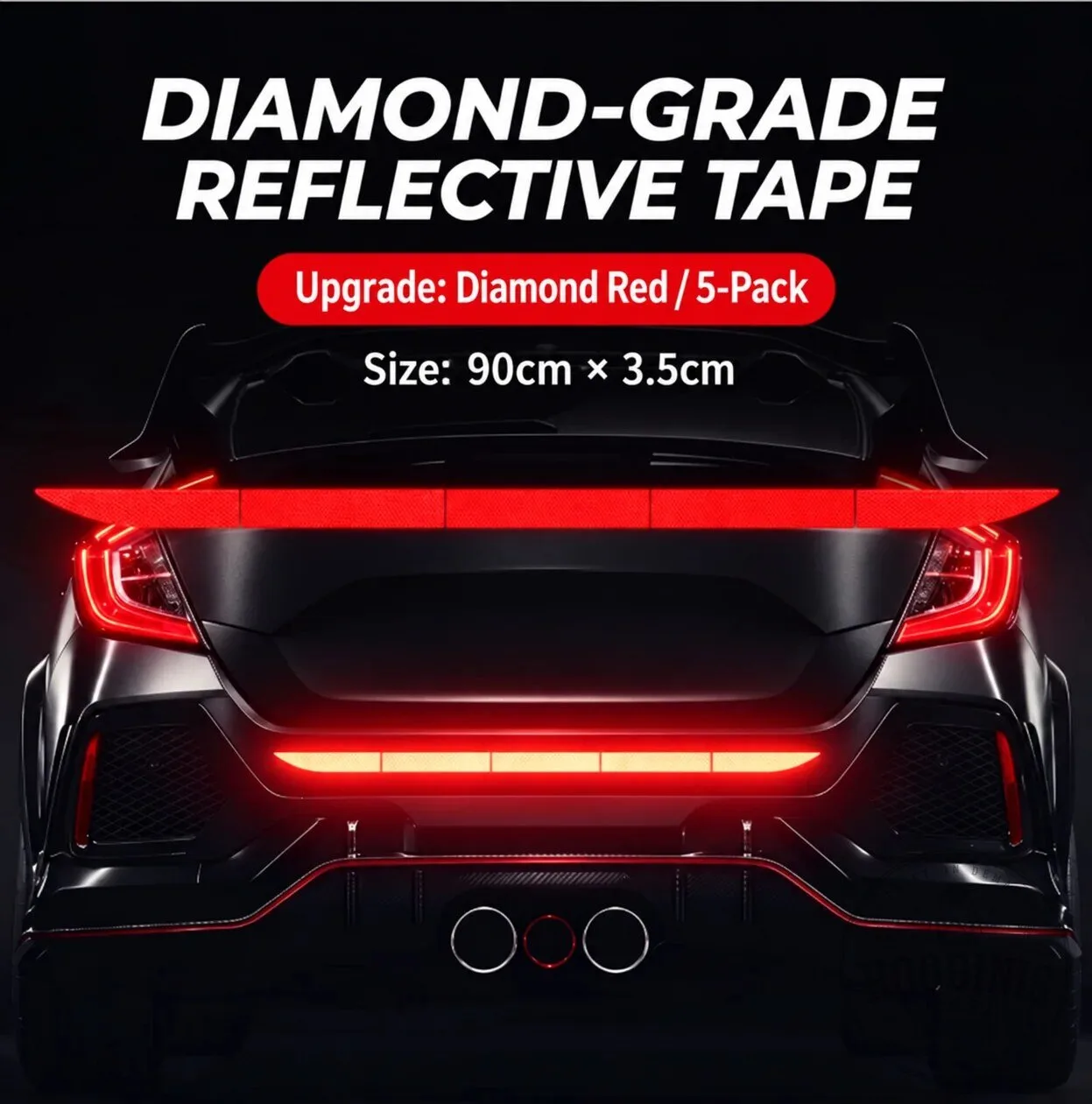 Ultra Bright Night Retroreflective Strips for Car Trunk and Rear Bumper 23 Ultra Bright Night Retroreflective Strips for Car Trunk and Rear Bumper