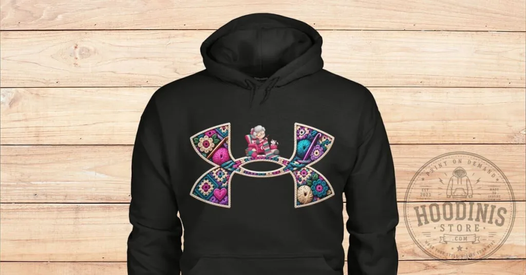 Crochet Grandparent Love Patterned Graphic Black Hoodie 41 Crochet Grandparent Love Patterned Graphic Black Hoodie