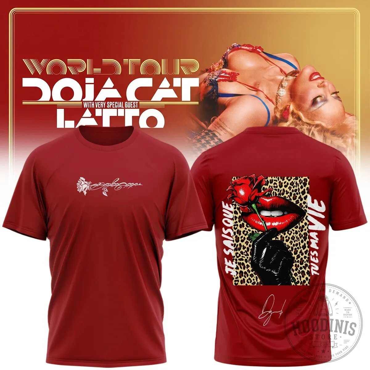 Doja Cat World Tour Latto Je Sais Que Tu Es Ma Vie Signature T-Shirt
